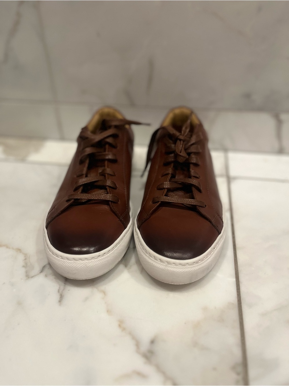 To Boot Brown Leather Sneakers with White Soles